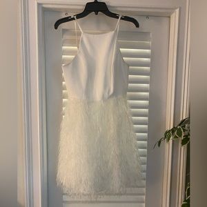 Bcbg white feather dress